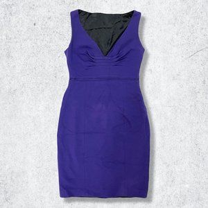 Elie Tahari Dress Womens Purple Sleeveless Sheath Pencil V Neck Stretch